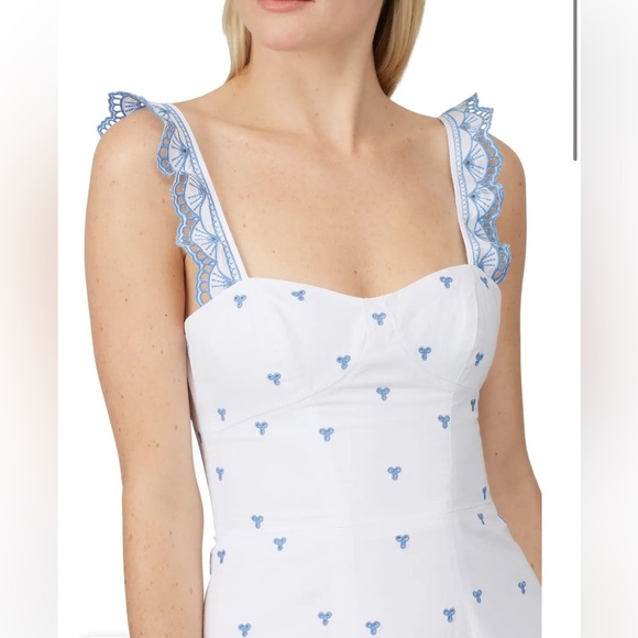Jonathan Simkhai white & sky blue eyelet midi dress S/M Please read about size - Picture 3 of 16